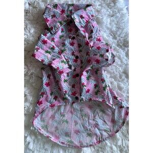 FuzzYard Hawaiian Floral Dog Shirt Pink Green Blue Large Lightweight Polyester